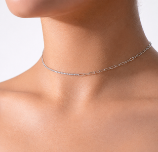 CADENA ALISA  PLATEADO|BLANCO