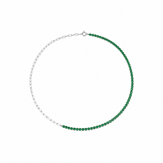 CADENA ALISA PLATEADO|VERDE