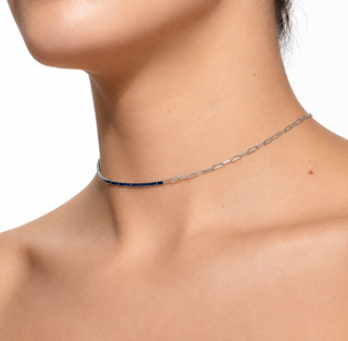CADENA ALISA  PLATEADO|AZUL