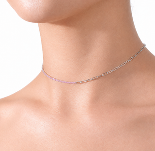 CADENA ALISA  PLATEADO|ROSA