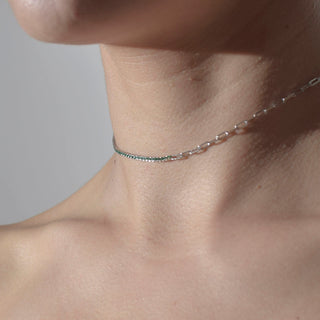 CADENA ALISA PLATEADO|VERDE