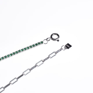 CADENA ALISA PLATEADO|VERDE