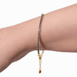 PULSERA ARECA DORADO AZUL