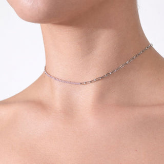 CADENA ALISA  PLATEADO|ROSA