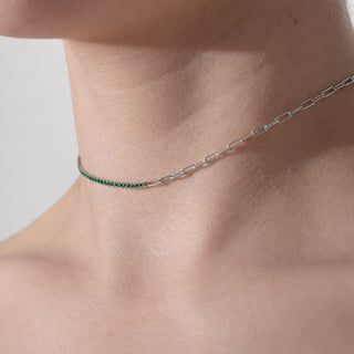 CADENA ALISA PLATEADO|VERDE