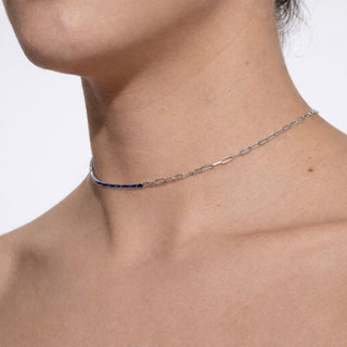 CADENA ALISA  PLATEADO|AZUL